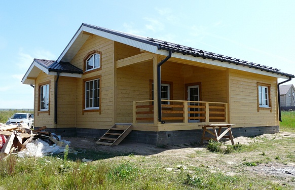 Построенный домКаркасный дом в деревне Салтыково, Калужская область